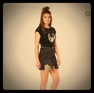 Free People Relaxed & Destroyed Skirt